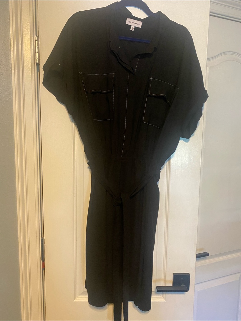 Gibson Latimer Black Shirtdress with Waist Tie